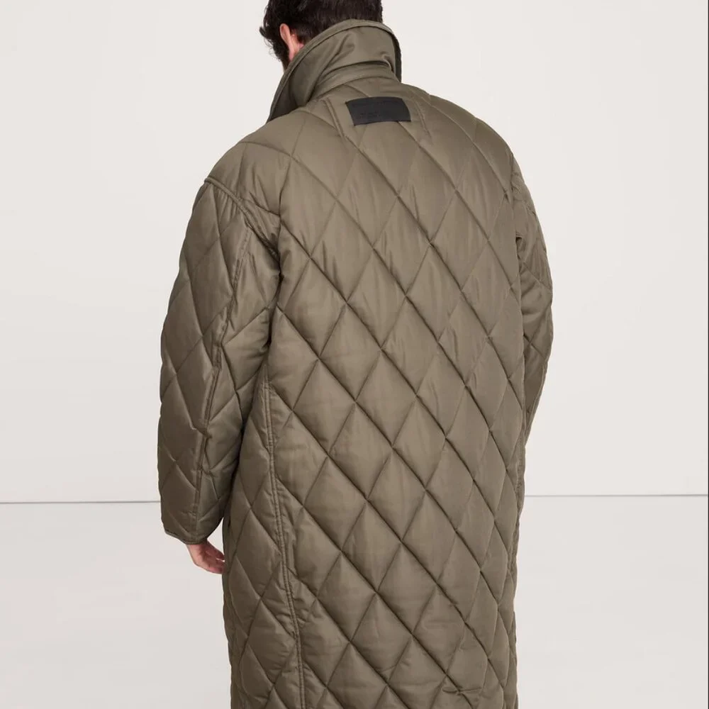 Banana Republic Oversized Light Olive Green Quilted Carcoat